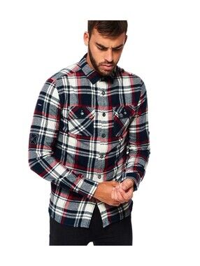 SuperDry Lumberjack Fit Mens Pendleton Size Medium- Navy Red